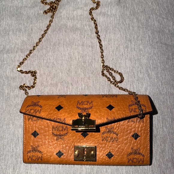 MCM Cognac Leather Wallet with Gold Accents - Picture 2 of 7